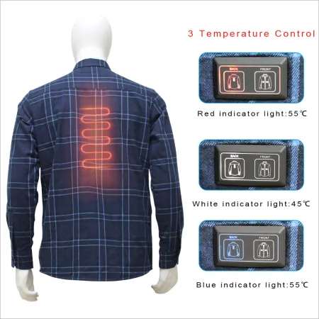 5V USB Men's Long Sleeve Heated Checkered Shirt