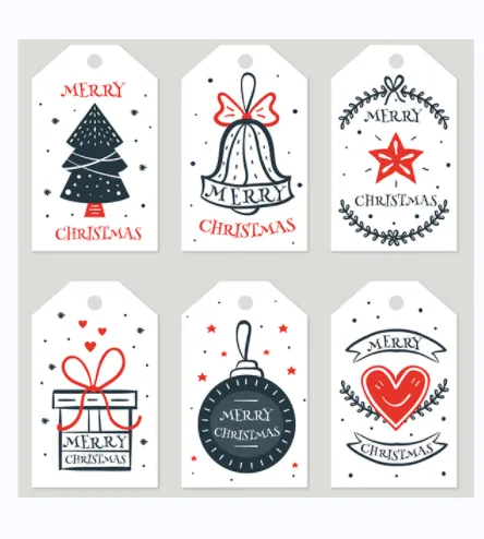 بطاقات الهدايا مع سلسلة | علامات هدايا عيد ميلاد