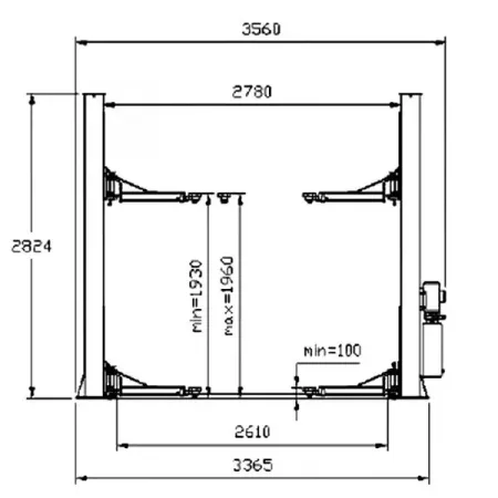 Type Two-Post Car Lifter TM-240SB 4T Base Plate Type Car Lift