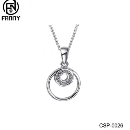 Двойной круг латунное ожерелье серебряного цвета CZ подвесные украшения
