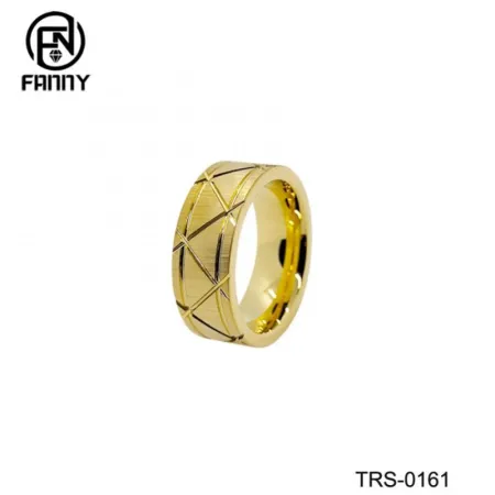 Vacuum Plating Gold Men’s Punk Style Tungsten Carbide Ring