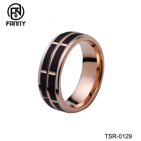 Men’s Fashion Personality Slotted Brushed Carbide Ring