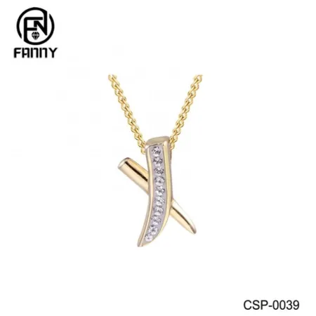 X Shape Brass Necklace Pendente Fine Brass Jewelry Factory con disegni OEM