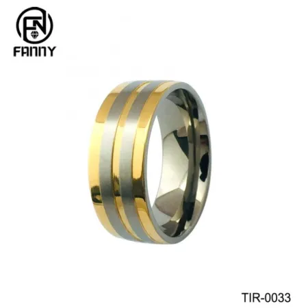 Mens Titanium Wedding Bands Golden and Silver Two Tone Rings