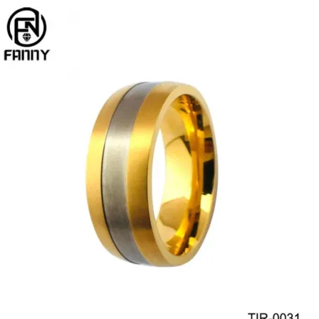 Domed cetim fosco ouro titânio anel joias masculinas fabricantes