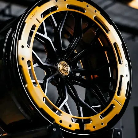 AL13 Deep Concave Multi Piece Forged Matte Black Center + Gloss Black Lip