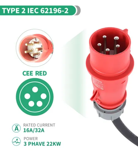 Легкий адаптер типа 2 на IEC 62196-2 | Адаптер типа 2 с вилкой на гнездо IEC 62196-2