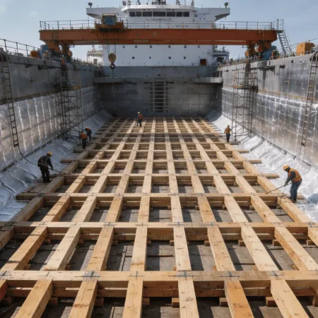 Marine low-temperature liquid cargo tank supporting wood