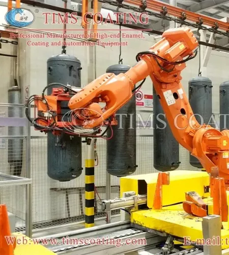 The electrostatic powder enamel coating line minimizes material waste.