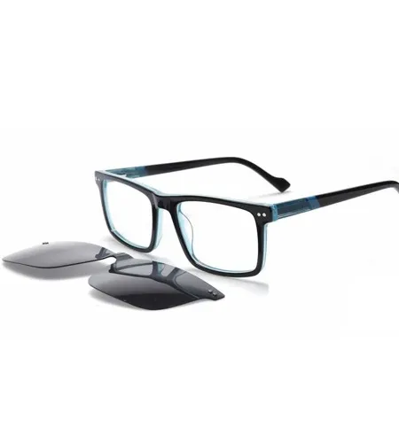 Create a clip on frame for men with a sleek, low-profile design.