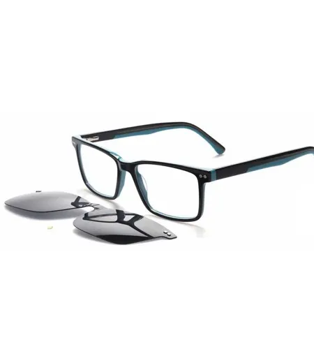 Create a clip on frame for men with a sleek, low-profile design.